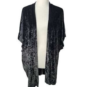 Victoria's Secret Crushed Velvet Robe Black XS/Small Open Kimono Angels Cardigan